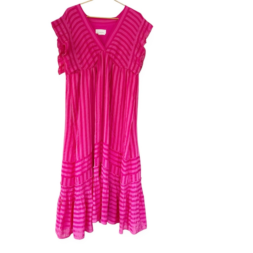 Anthropologie Pink Flutter Sleeve Dress - Picture 3 of 13